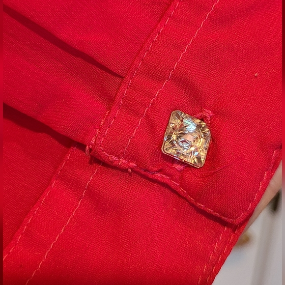 Sweet n Kool outfitters fuschia hot pink sheer rhinestone blouse L western rodeo - Picture 7 of 10